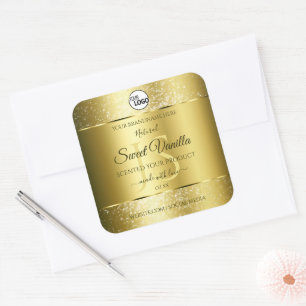 Sticker Carré Boutique de Parties scintillant Or Luxury Initiale