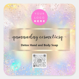 Sticker Carré Boutique en ligne maquillage Holographe code QR Lo