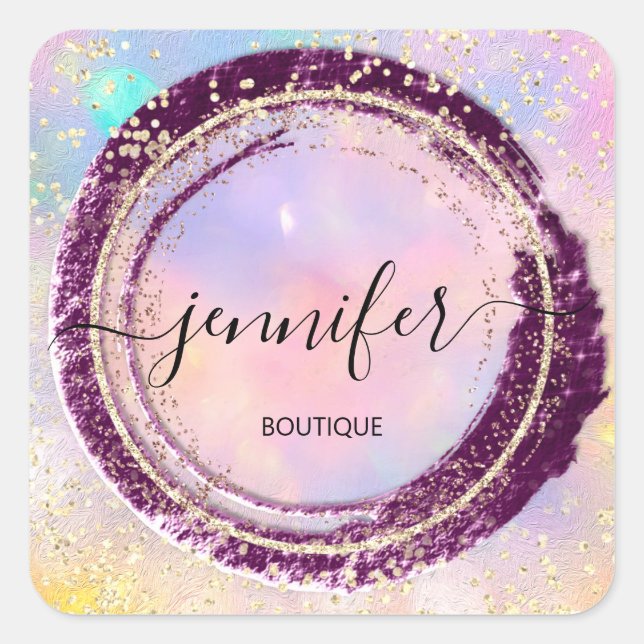 Sticker Carré Boutique professionnelle Parties scintillant Holog (Devant)