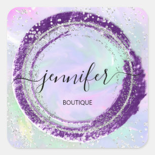 Sticker Carré Boutique Professionnelle Parties scintillant Purpl