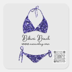 Sticker Carré Boutique Vêtements Qr Code Bleu Marine Parties sci