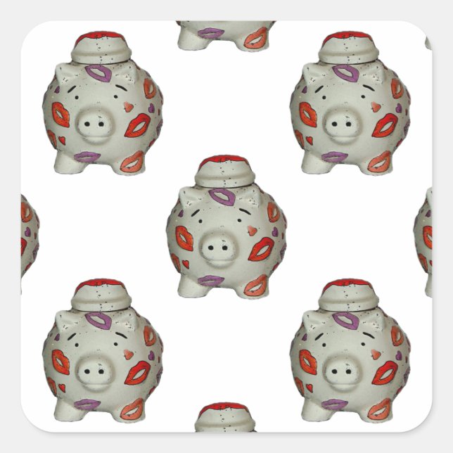 Sticker Carré Bouton à lèvres adorable (Devant)