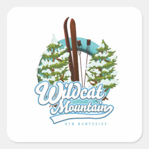 Sticker Carré Bouton affiche du ski Wildcat Mountain New Hampshi