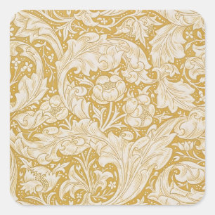 Sticker Carré Bouton de célibataire en or de William Morris Flor