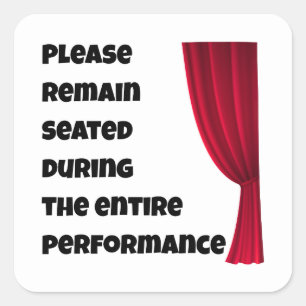 Sticker Carré Bouton de salle de bain drôle « Veuillez rester as