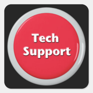 Sticker Carré Bouton Panique rouge du support technique