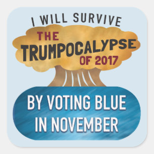 Sticker Carré Bouton VOTE BLEU