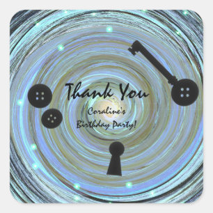 Sticker Carré Bouton Yeux & Skeleton Key Autre Monde Party