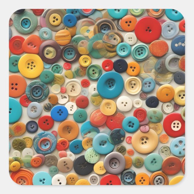 Sticker Carré Boutons de couleur pour coudre. (Devant)