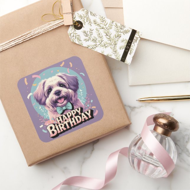 Sticker Carré Bouvier des Flandres Chien coloré (Cadeaux)