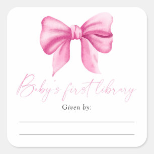 Sticker Carré Bow - Baby shower, livres pour bébé