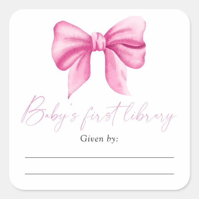 Sticker Carré Bow - Baby shower, livres pour bébé (Devant)