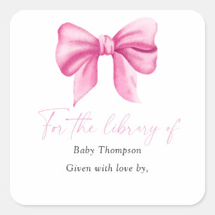 Sticker Carré Bow - Baby shower, livres pour bébé
