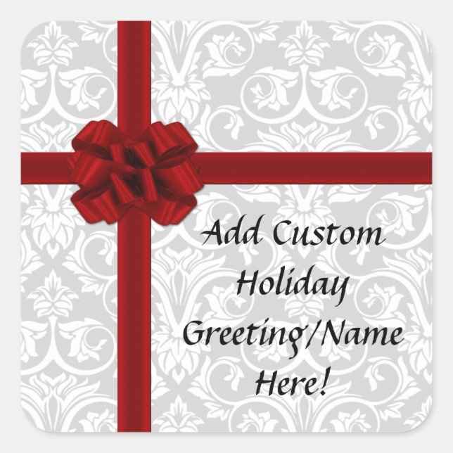 Sticker Carré Bow Ruban Rouge (Devant)