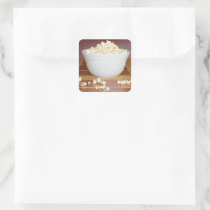 Sticker Carré Bowl of Popcorn