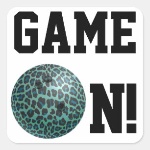 Sticker Carré Bowling Ball Leopard Turquoise