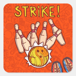 Sticker Carré Bowling partie dix pin bowling moderne