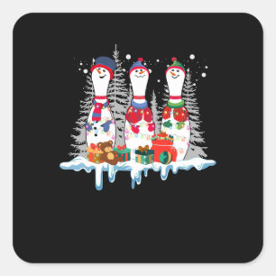 Sticker Carré Bowling Pyjama Lumières Reindeer Père Noël Fun