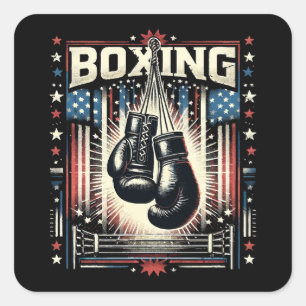 Sticker Carré Boxe américaine - Boxer Vintage Bo