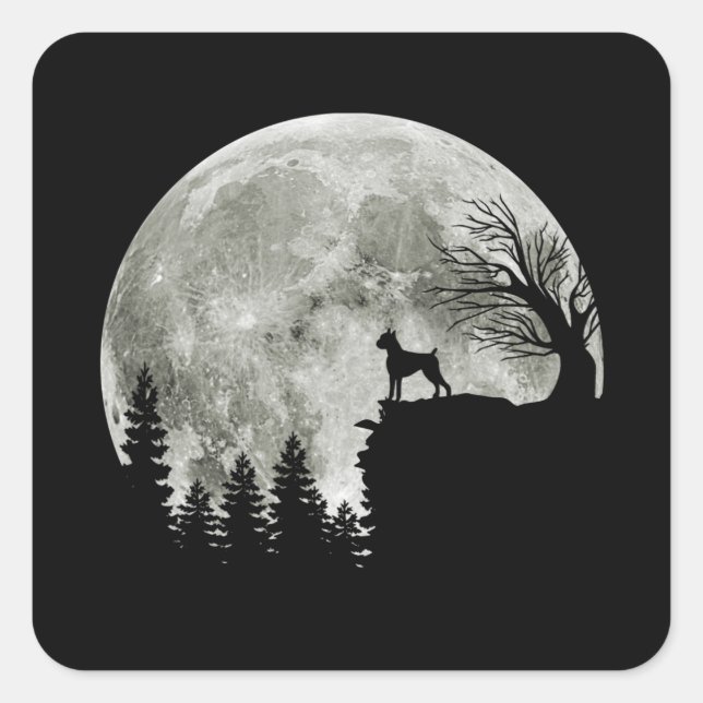 Sticker Carré Boxe debout sur la lune de montagne lumière Hallow (Devant)
