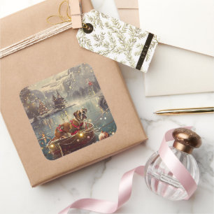 Sticker Carré Boxer Christmas Festive Voyage