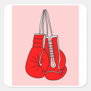 Sticker Carré Boxer Femme Boxer Retro Boxing Gants