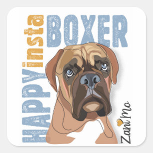 Sticker Carré Boxer Insta heureux - Zani Mo Dog