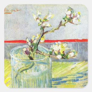 Sticker Carré Branche d'amande en fleurs par Vincent van Gogh
