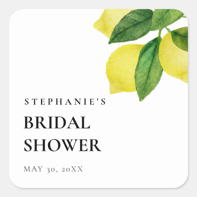 Sticker Carré  Branche de citron vert pour shower de mariage     (Devant)