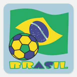 Sticker Carré Brasileiro Futebol e Bandeira Brasil en portugais