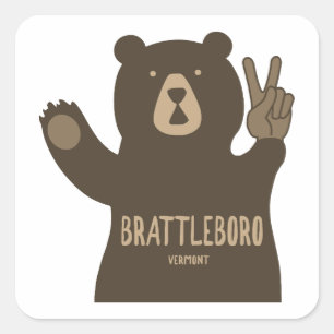 Sticker Carré Brattleboro Vermont Ours de la paix