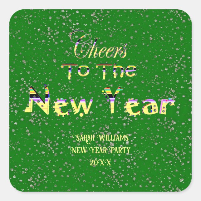 Sticker Carré Bravo aux artisans du Nouvel An | Vert du parti (Devant)