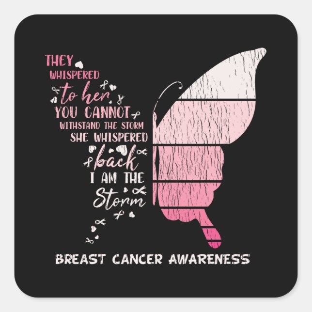 Sticker Carré Breast Cancer Awareness Family Matching Butterfly (Devant)