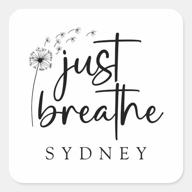 Sticker Carré Breathe Dandelion Nom personnalisé (Devant)