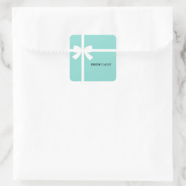 Sticker Carré BRIDE Turquoise Blue Tiara Douche Party Personnali