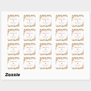 Sticker Carré Bright Boho Terracotta Floral Mariage Merci