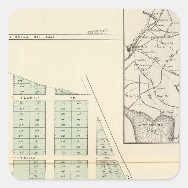 Sticker Carré Brighton Land Association, lac Spring adjacent (Devant)