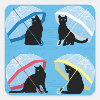 Sticker Carré brillant pour chats en pluie