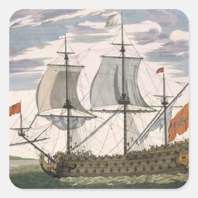 Sticker Carré British Navy : un navire de première classe qui su (Devant)