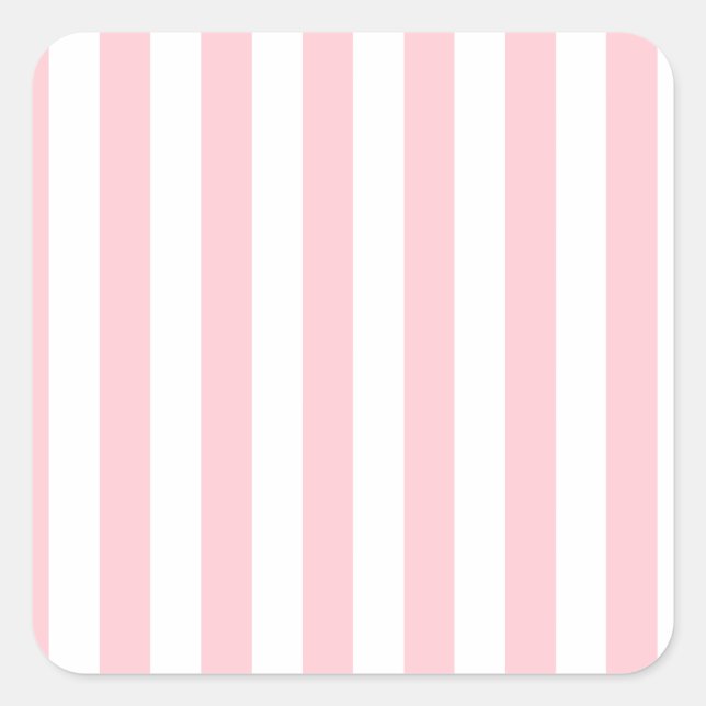 Sticker Carré Broad Stripes - Blanc et Rose (Devant)
