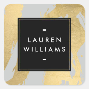 Sticker Carré Brochures Abstraites Faux Gold sur Grey