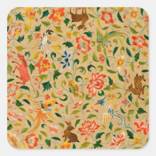 Sticker Carré Broderie animale vintage en crewel : Tapisserie an