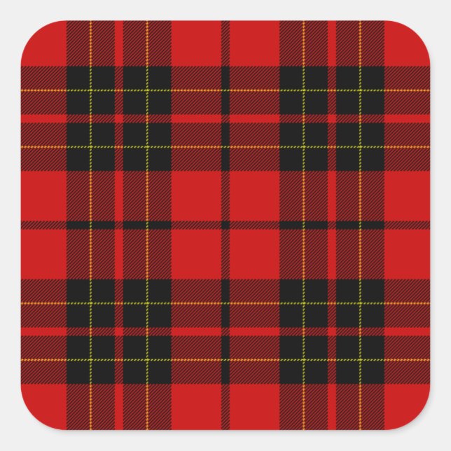 Sticker Carré Brodie clan tartan rouge noir plaid (Devant)