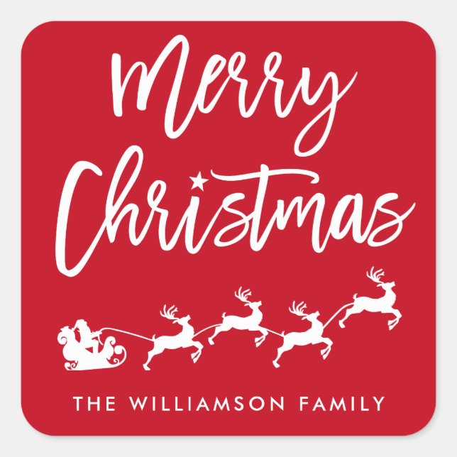Sticker Carré Brosse Script Star Père Noël Enveloppe de Noël Sce (Devant)