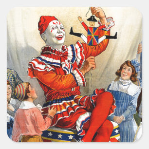 Sticker Carré Brothers à sonneries vintages Clown Cirque Poster 