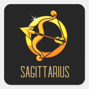 Sticker Carré Brown et or Sagittarius signe zodiaque noir