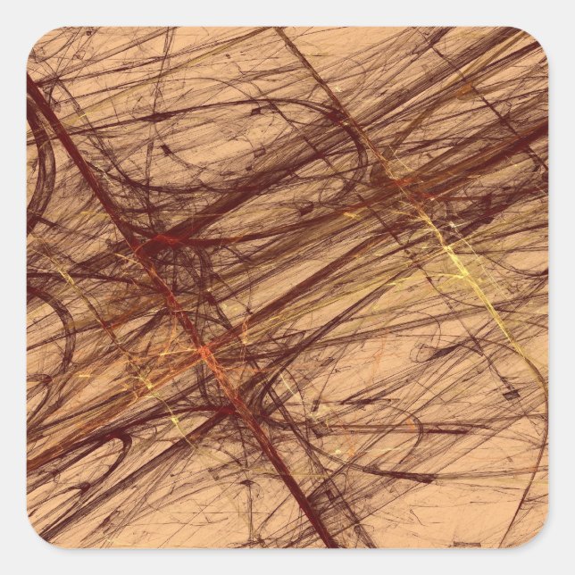 Sticker Carré Brown Fractal Grunge Abstrait (Devant)