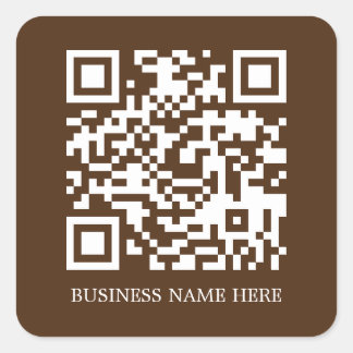 Sticker Carré Brown simple et moderne Code QR Nom commercial