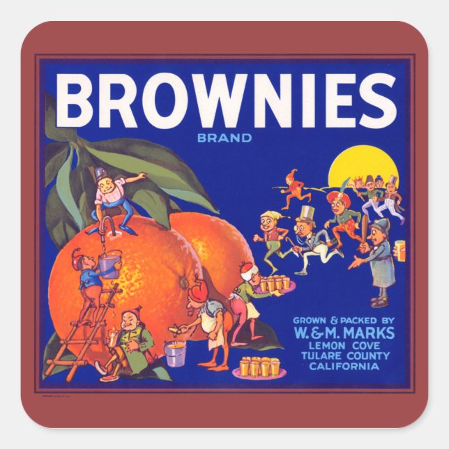 Sticker Carré Brownies Marque California Oranges (Devant)