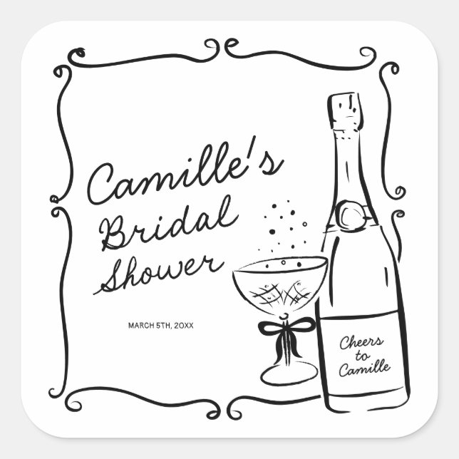Sticker Carré Brunch au Champagne et Réception de Mariée à Bulle (Devant)